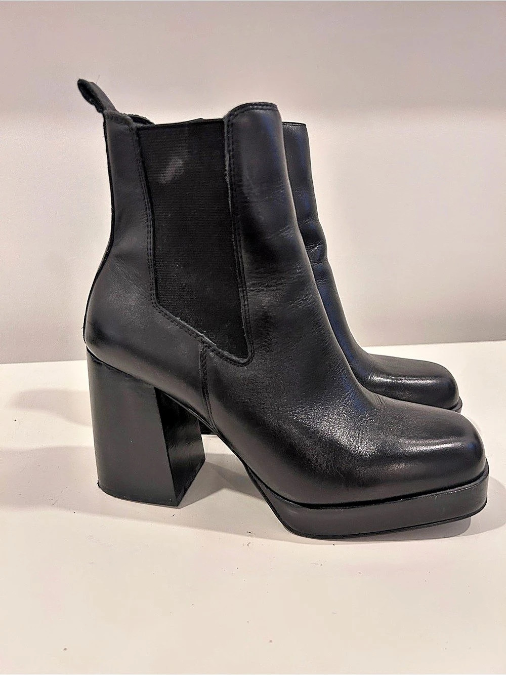 Steve Madden Black Platform Block Heel Ankle Boots